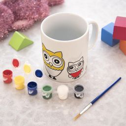 Porcelánový hrnček SOVA s farbami a štetcom, 380 ml - galéria #1
