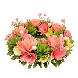 Veniec z drevených kvetov s perličkami 30 cm - galéria #1