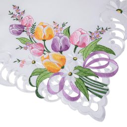Stredový obrus s výšivkou FAREBNÉ TULIPÁNY 85 × 85 cm - galéria #2