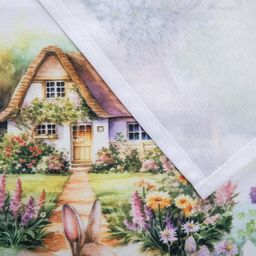 Stredový obrus s potlačou ZAJAČIKOVIA V ZÁHRADE 85 x 85 cm - galéria #3