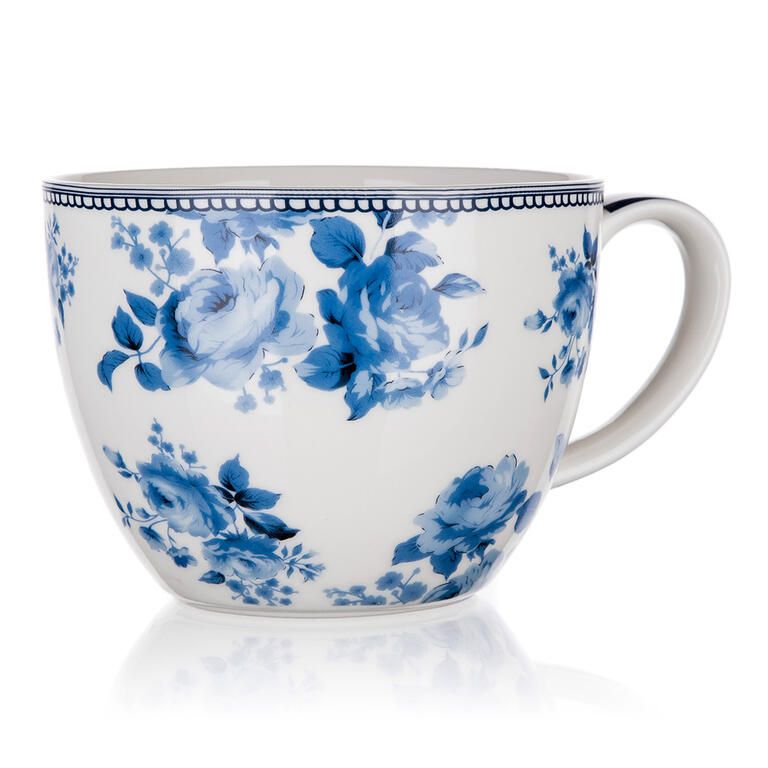 Súprava keramických hrnčekov BLUE FLOWER 450 ml 2 ks - galéria #1