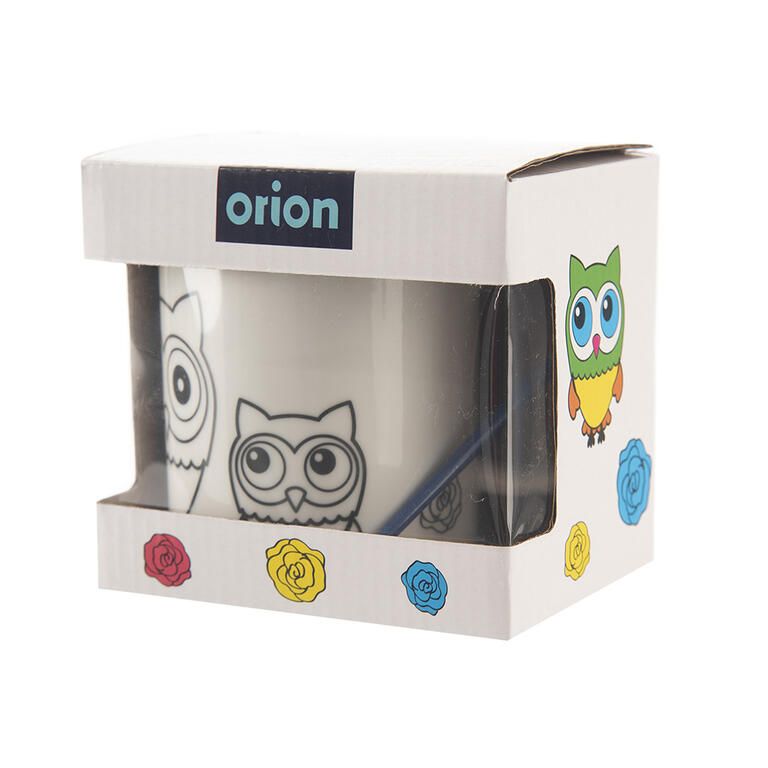 Porcelánový hrnček SOVA s farbami a štetcom, 380 ml - galéria #3