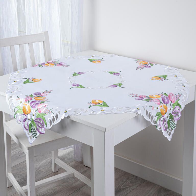 Stredový obrus s výšivkou FAREBNÉ TULIPÁNY 85 × 85 cm - galéria #4