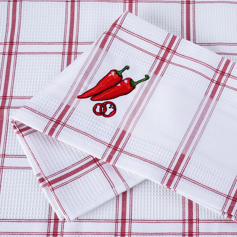 Sada vaflových utierok CHILLI PAPRIČKY 45 x 70 cm, sada 3 ks - galéria #1