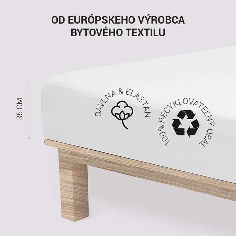 Napínacia plachta na posteľ jersey s elastanom biela - galéria #2