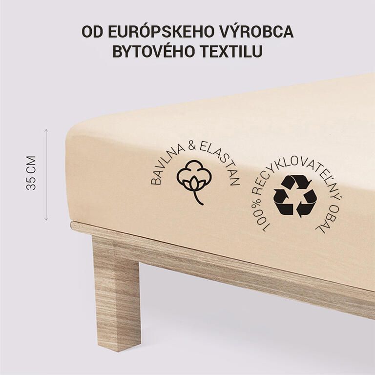 Napínacia plachta na posteľ jersey s elastanom kávová - galéria #2