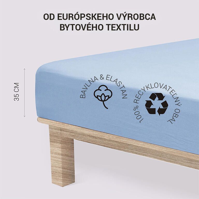Napínacia plachta na posteľ jersey s elastanom modrá - galéria #2