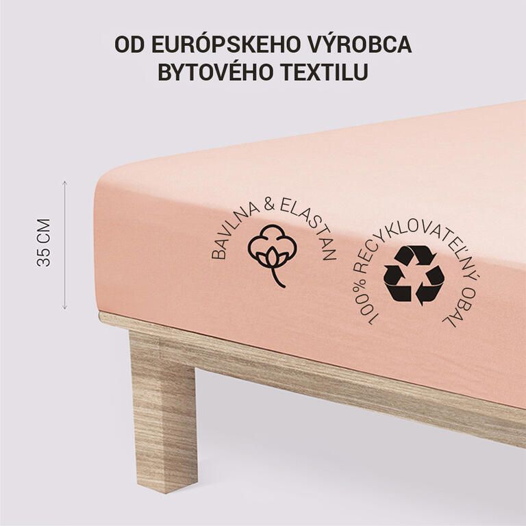 Napínacia plachta na posteľ jersey s elastanom púdrová - galéria #2