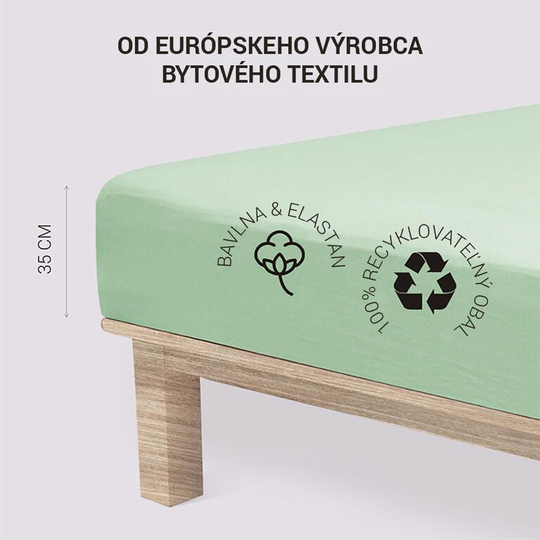 Napínacia plachta na posteľ jersey s elastanom zelená - galéria #2