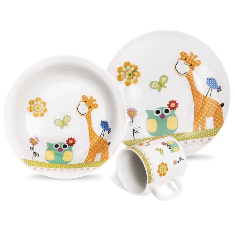 Porcelánová detská jedálenská súprava ŽIRAFA 3 ks