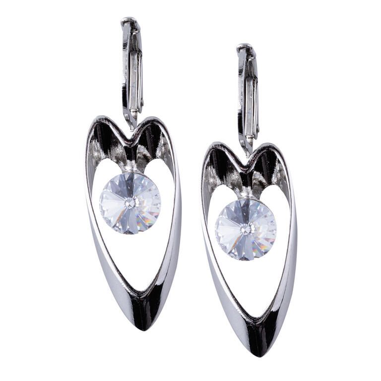 Náušnice DLHÉ SRDIEČKO s kryštálom Swarovski