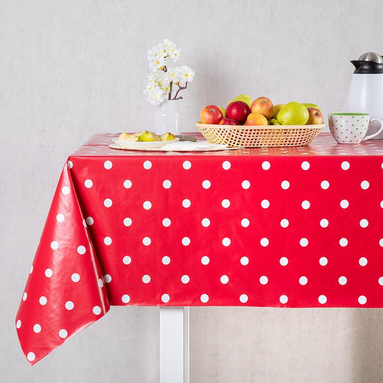 Umývateľný PVC obrus BODKA 130 x 180 cm červený