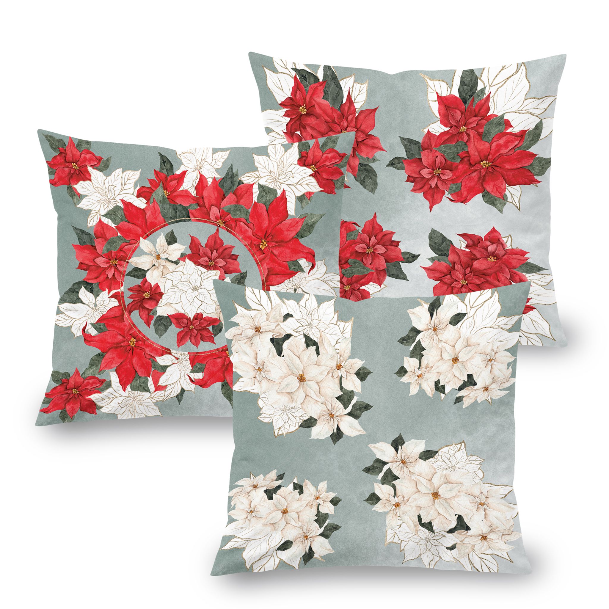 Súprava 3 ks obliečok na vankúšiky POINSETTIA 45 x 45 cm